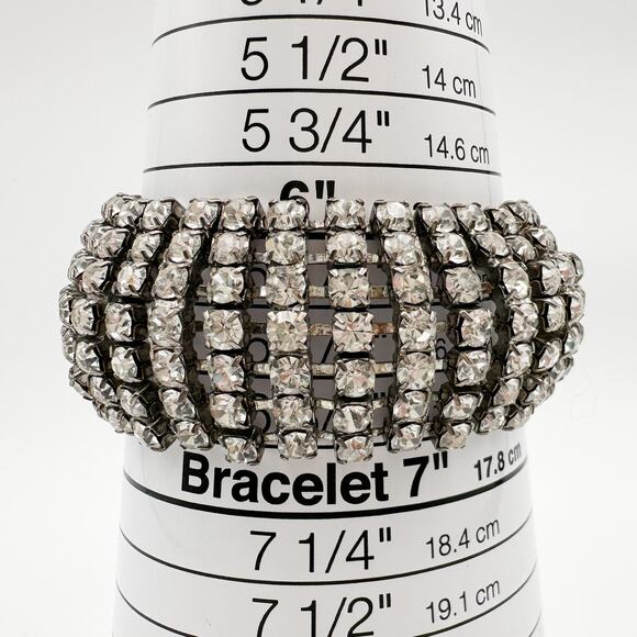 Vintage Rhinestone Tennis Bracelet Trio 1950s Glam Sparkle - Picture 7 of 13